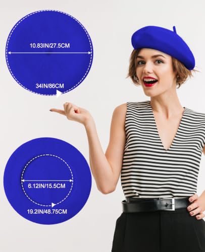 French Beret Hats for Women - Soft Warm Wool Solid Color Beanie Winter Cap - color: Blue