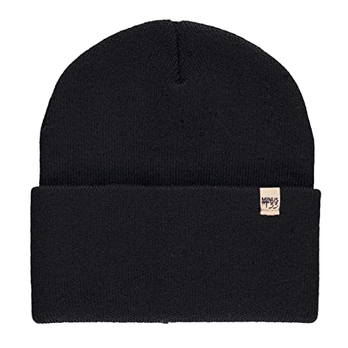 100% Merino Wool - Midweight Everyday Knit Cuff Beanie - Warm Winter Hat - color: Black