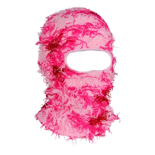 yolrdiw 2 Pieces Winter Distressed Balaclava Knitted Ski Full Face Mask for Women Men - color: Camo Pink