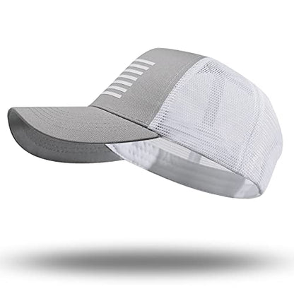 American Flag Trucker Hat - Snapback Hat, Baseball Cap for Men Women - Breathable Mesh Side, Adjustable Fit - for Casual Wear - color: Gray/White