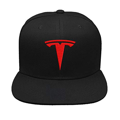 Electric Car Motor T Model 3 Model S Car Fitted Embroidered Hat Baseball Cap - color: Black Flat/Red Logo, size: Large-X-Large