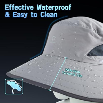 UPF 50+ Sun Hats for Men Women, Wide Brim & Face Neck Flap Fishing Hat, UV Protection Summer Hat for Fishing Hiking Outdoor - color: Light Gray