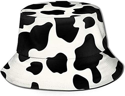 Quanhaigou Unisex Sun Hats, Fashion Beach Bucket Hat for Men Women,Summer Outdoor Boonie Cap Breathable Packable - color: Cow Print