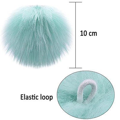 SIQUK 30 Pieces Faux Fur Pom Pom for Hats with Elastic Loop - color: Rainbow