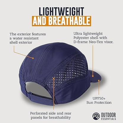 OutdoorEssentials Running Hat - Breathable Running Hats for Women & Men - Jogging Exercise Hiking Cap - Trail Baseball Tennis - color: Navy