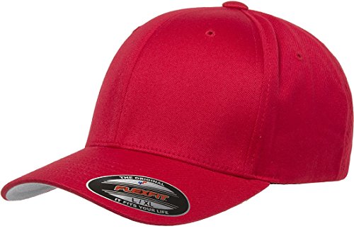 Flexfit Wooly Combed Twill Cap 6277 - color: Red, size: Small-Medium