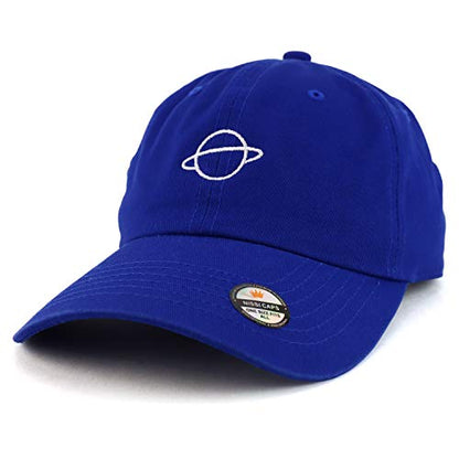 Trendy Apparel Shop Planet Embroidered Low Profile Soft Cotton Dad Hat Cap - color: Royal