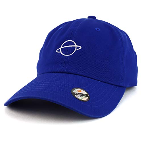 Trendy Apparel Shop Planet Embroidered Low Profile Soft Cotton Dad Hat Cap - color: Royal