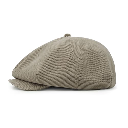 CLAPE Men's 8 Panel Newsboy Hat Applejack Cap with Snap Brim Herringbone Cabbie Cap Soft Gatsby Ivy Driving Hat Scally Hats - color: Bl45-khaki