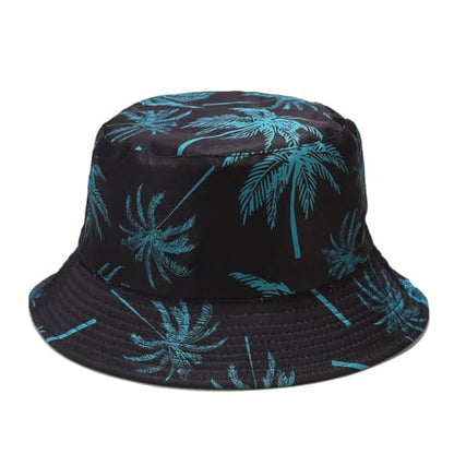 Quanhaigou Bucket Hats Unisex Summer Travel Beach Fisherman Cap for Men Women Teens - color: Black Blue Tree