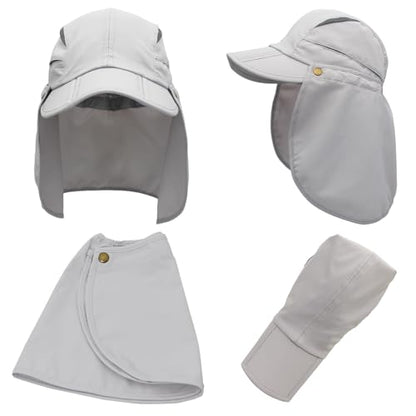 Hat with Neck Protection Detachable Multi-Purpose Summer Sun Hat Sun Protection Breathable Quick Dry UV Protection - color: Beige, size: Large