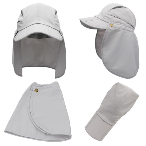 Hat with Neck Protection Detachable Multi-Purpose Summer Sun Hat Sun Protection Breathable Quick Dry UV Protection - color: Beige, size: Large