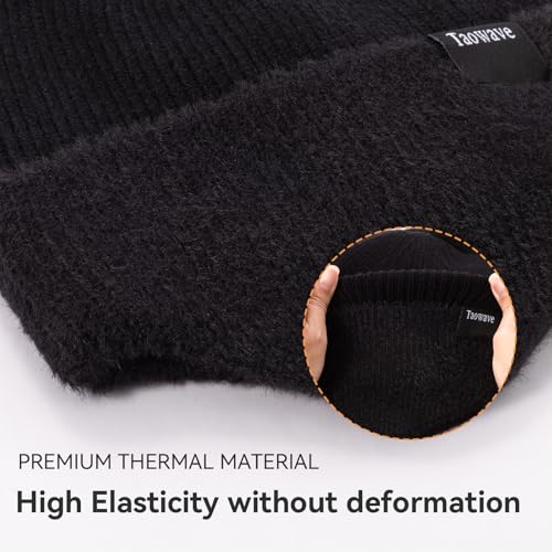 Winter Hat,Thermal Knitted Winter Hat with Fleece Earflaps - Warm Unisex Stocking Cap for Men & Women - color: Black