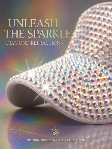 Women Shiny Rhinestone Bling Sun Visor Adjustable Tennis Beach Ponytail Hat - color: White Hat+white Rhinestone
