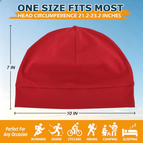 Headshion 100% Cotton Skull Caps Beanie Sleeping Hats for Men Women - color: Red & Orange Red