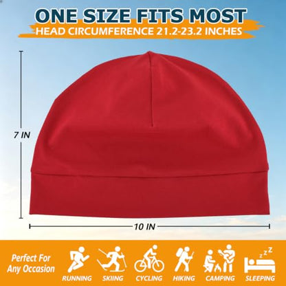 Headshion 100% Cotton Skull Caps Beanie Sleeping Hats for Men Women - color: Red & Orange Red