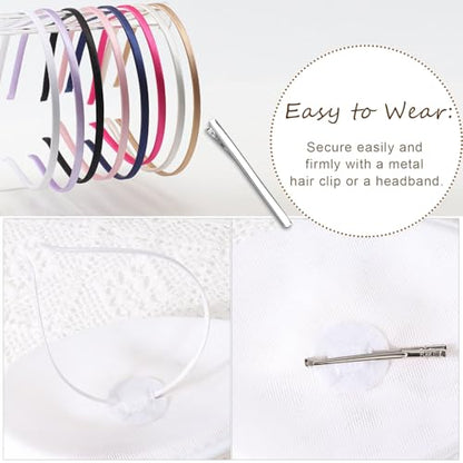 AQOKKA Women Fascinators Hats Flower Mesh Feathers Headband Clip - color: 1 Pc Feather Fascinators : White
