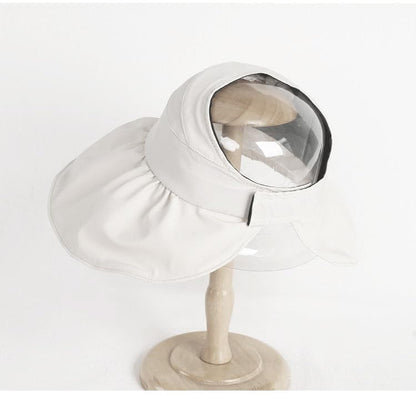 Outdoor UV Protection Foldable-Sun-Hat for Women - Wide-Brim Ponytail-Hole Hats Visor-Hats Floppy Packable Beach-Hat White