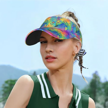 Adjustable Lightweight Open Top Sports Sun Visor Hat Cap for Golf Tennis - color: Neon Tie Dye Soccer