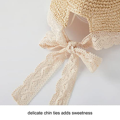pureborn Baby Toddler Girls Straw Sun Hat Summer Beach Hat - color: Beige, size: 6-24 Months