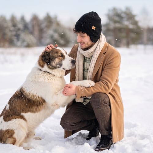 Winter Beanie Hat Ear Flaps Waterproof Merino Wool Fleece Men Women - color: Green, size: Medium-Large