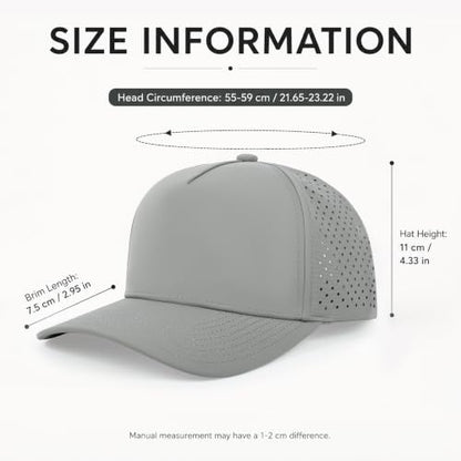 Quick Dry Baseball Cap Waterproof Snapback Trucker Golf Hat for Men Women - color: Light Gray