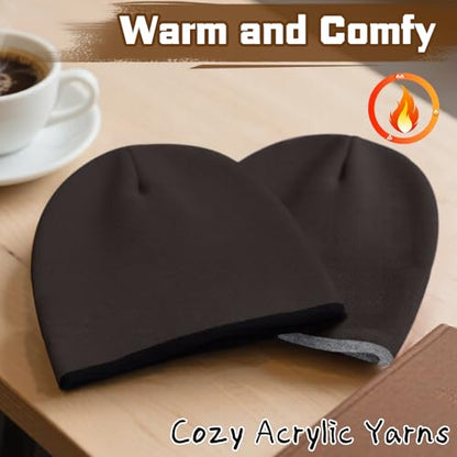 ZOORON Reversible Skull Caps for Men Women Reversible Beanie with -Double Side Warm Winter Fisherman Beanie - color: A-2pack-lightgrey/Coffee+black/Coffee