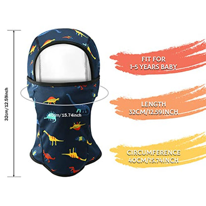 BAVST Toddler Boys Winter Balaclava Hat Windproof Kids Warm Ski Full Face Cover Baby Girls Cold Weather Snow Hat - color: C-colorful Little Dinosaur, size: 2-8 Years
