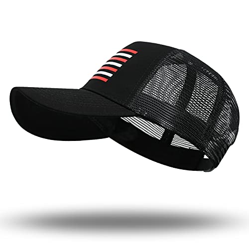 American Flag Trucker Hat - Snapback Hat, Baseball Cap for Men Women - Breathable Mesh Side, Adjustable Fit - for Casual Wear - color: Black/Us