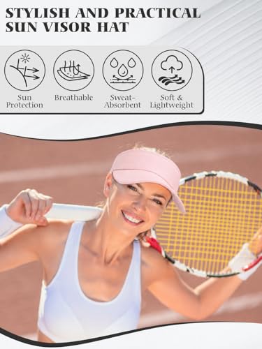 12 Pack Sun Visor Hats Softball Adjustable Cap Sun Protection for Women Men - color: Pink
