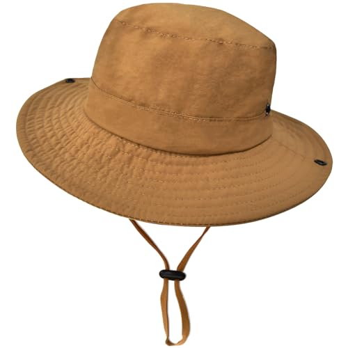 ZOORON Kids Sun Hat UPF 50+ Quick Dry Bucket Safari Hat for Girls and Boys - color: Camel