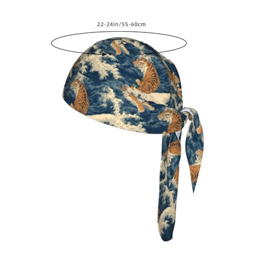 Adjustable Cycling Cap, Quick Dry Sports Bandana Skull Cap Helmet Liner - color: Waves Tiger