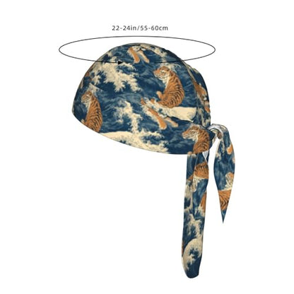 Adjustable Cycling Cap, Quick Dry Sports Bandana Skull Cap Helmet Liner - color: Waves Tiger