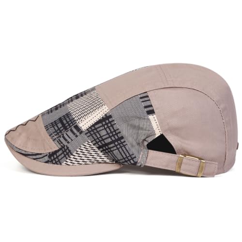 Classic Flat Cap for Men, Adjustable Cotton Newsboy Cap - color: Grey 1