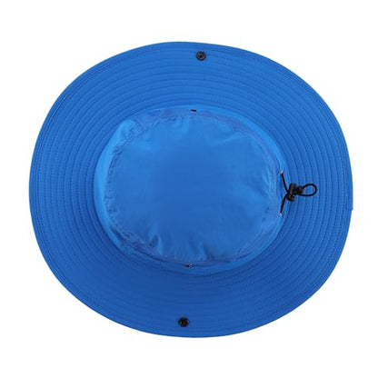 Home Prefer UPF50+ Mens Sun Hat Wide Brim Womens UV Protection Beach Bucket Hat for Fishing Hiking Snap Up Cowboy Hat - color: Royal Blue