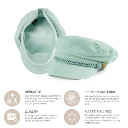 C.C Cotton Fisherman Cap for Women – Classic Fiddler Hat, Lightweight Breathable Cotton, Trendy Greek Fisherman Style - color: Cotton-mint