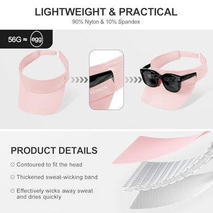 FEINION Women Stretchy Sun Visor with Sunglass Slot Baseball Hat - color: Pink