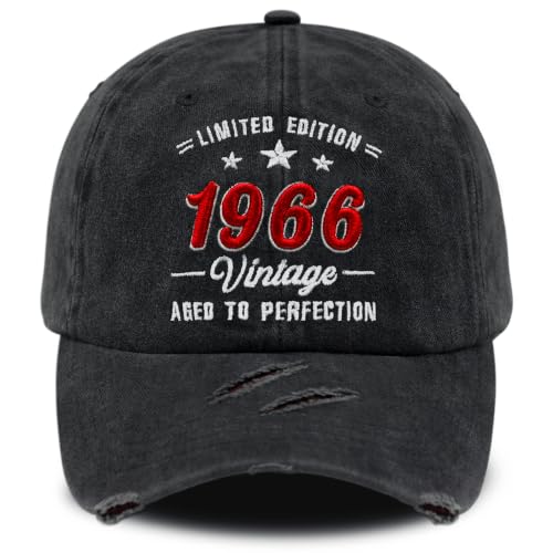 3D Embroidered Birthday Vintage Baseball Cap for Men Women, Washed Distressed Classic Cotton Adjustable Ideal Hat - color: 1966 Year