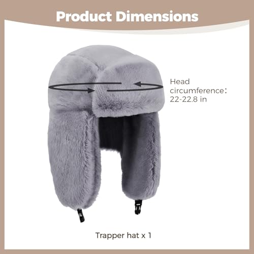 Cozy Plush Winter Hats Men Women Trapper Trooper Hat with Earflaps Windproof Russian Ushanka Hats Outdoor Skiing Cap - color: Gray