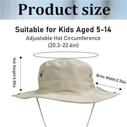 Kids Sun Hats for Boys Girls Bucket Hat UPF 50+ UV Protection Safari Hat Lightweight & Breathable Boonie Hat - color: 1 Pack-beige