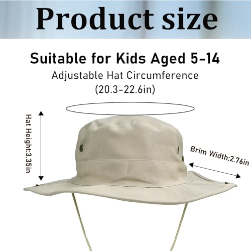 Kids Sun Hats for Boys Girls Bucket Hat UPF 50+ UV Protection Safari Hat Lightweight & Breathable Boonie Hat - color: 1 Pack-beige