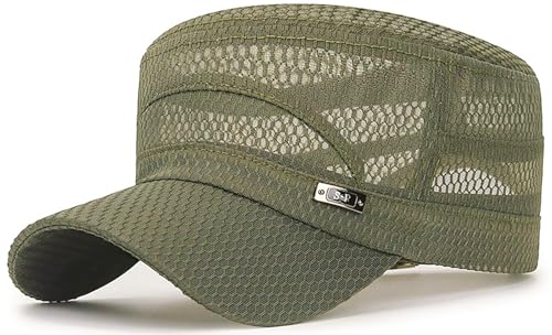 Mesh Flat Top Cadet Cap for Men Adjustable - color: Army Green