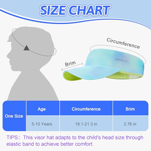 Kids Sun Visor Hats for Girls Boys, Packable Cooling Stretchy Visor - color: Light Blue