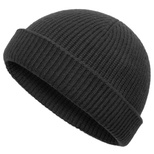 vidsel Thin Wool Fisherman Beanie Hat for Men Women Fall Winter Fashion Cap - color: 1-deep Gray