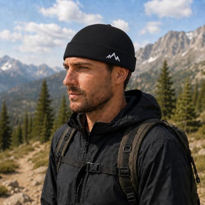 Outdoor Brimless Hat for Men Women, Adjustable Rolled Cuff Skull Cap - color: 2#black