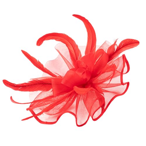 dressfan Womens Fascinator Hat Headpiece Vintage 20s 50s Accessories Headband for Derby/Wedding/Cocktail/Wedding/Tea Party - color: Red