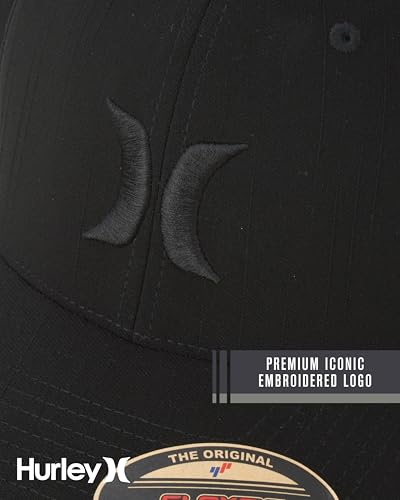 Hurley Men's Caps - One & Only Flexfit Baseball Cap - Fitted Hats for Men (S-XL) - color: Black (Black), size: Small-Medium