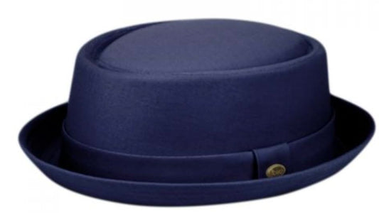Men's Everyday Cotton All Season Porkpie Boater Derby Fedora Sun Hat (L/XL, F2091NAVY)