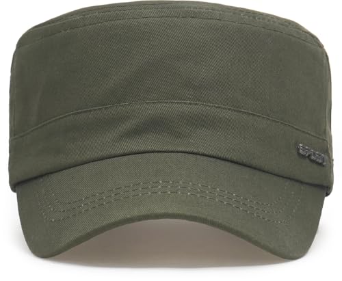 Unisex Cadet Army Cap Military Flat Top Hat for Men Women - color: Army Green