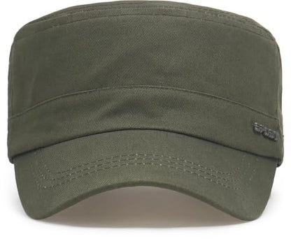 Unisex Cadet Army Cap Military Flat Top Hat for Men Women - color: Army Green